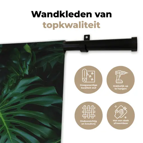 Monstera - Bladeren - Tropical Wandkleed katoen klein -sfeer2