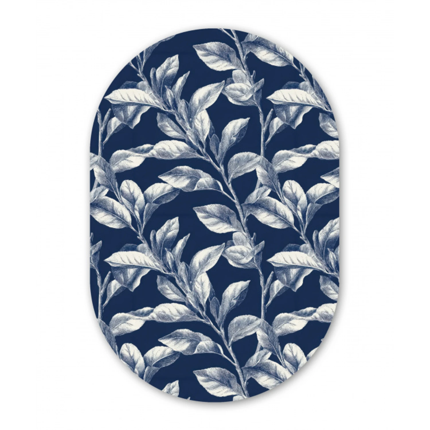 Botanisch - Patroon - Blauw Wandcirkel Ovaal Forex klein 630 -3d