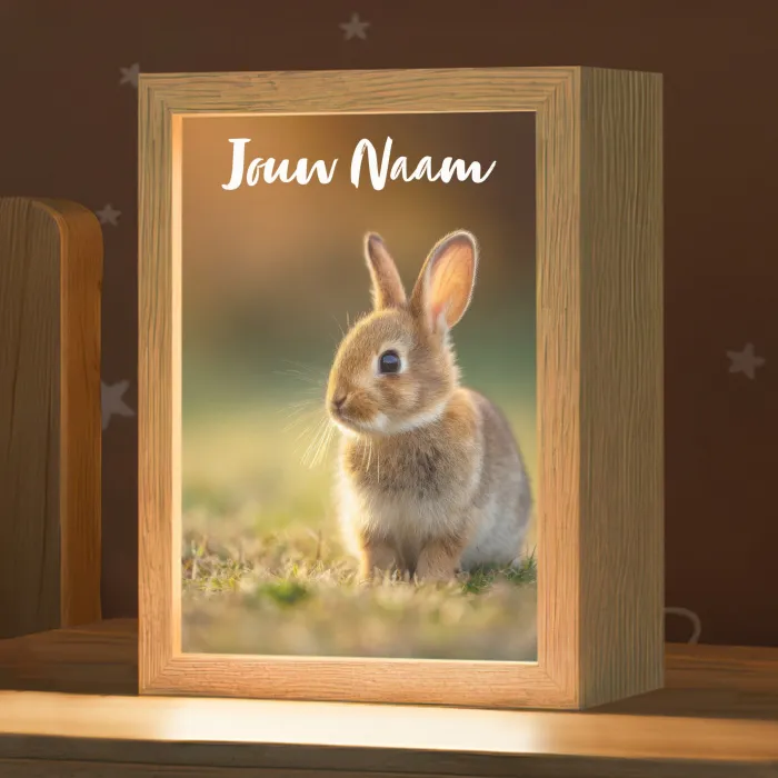 Konijntje - Bruin - Gras Light Box met kabel (Kinderlampje) klein -zzz_3d_website