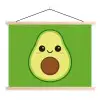 Avocado - Groen - Speels textielposter latten blank klein -3d