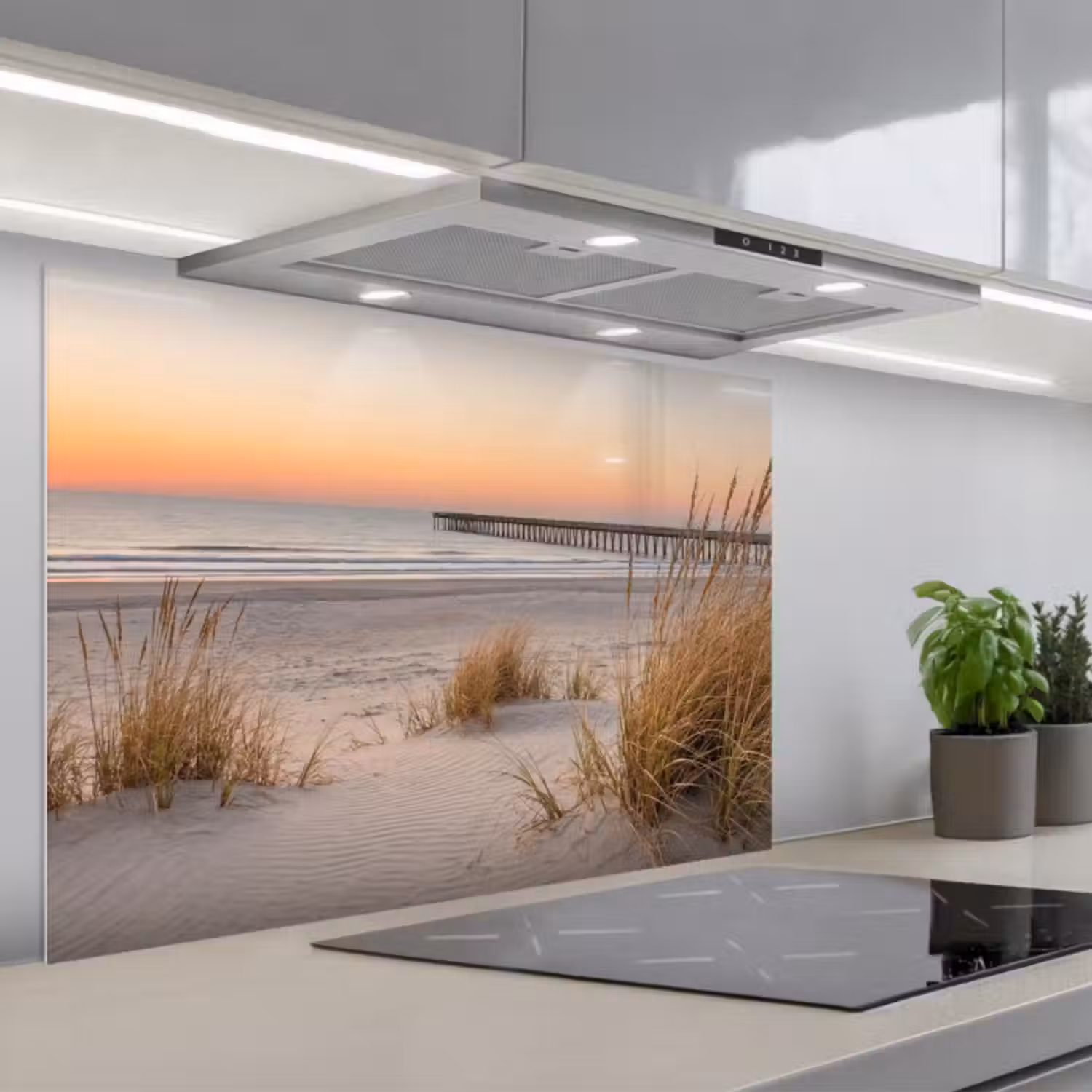 Spritzschutz Küche - Pier - Sonnenuntergang - Strand