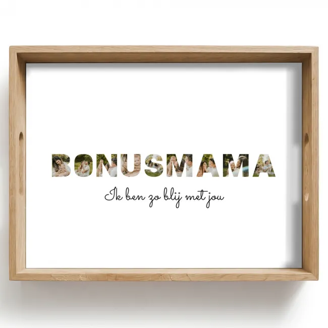 Gepersonaliseerd dienblad - Bonusmama - Lettercollage