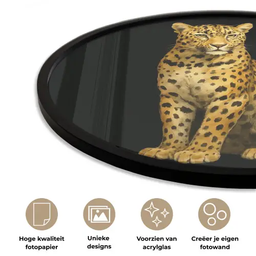 Panter - Realistisch - Bruin Fotolijst rond zonder passe partout klein -closeup_NL