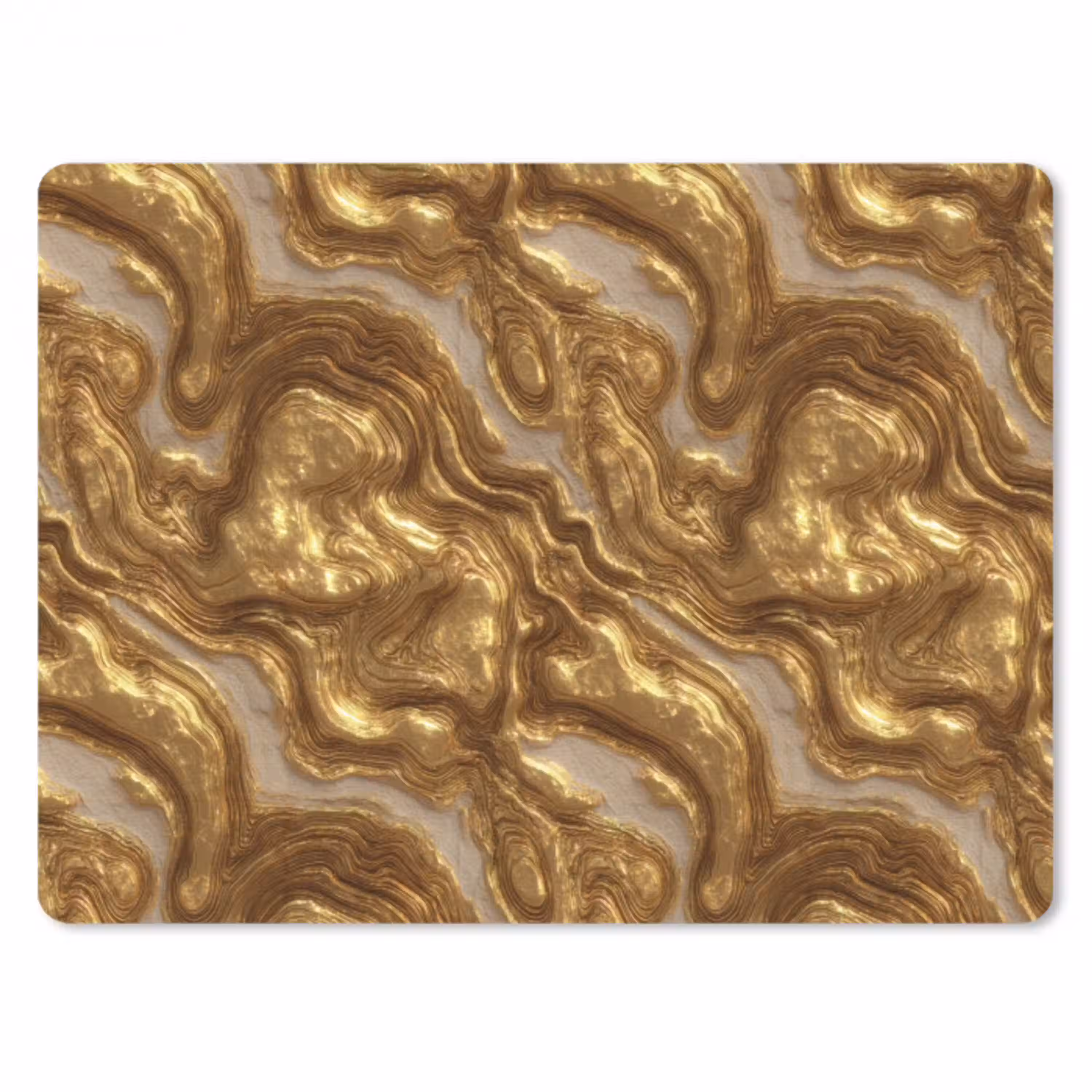 Golven - Organisch - Goud - Crème muismat rubber klein 262 -3d