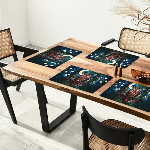 Uil - Mozaïek - Maan - Nacht Placemat vinyl groot -zzsfeer4_Kitchenyeah-website