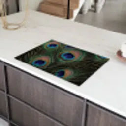 Pauwenveren - Klassiek - Groen Inductie beschermer vinyl 3mm klein -sfeer8