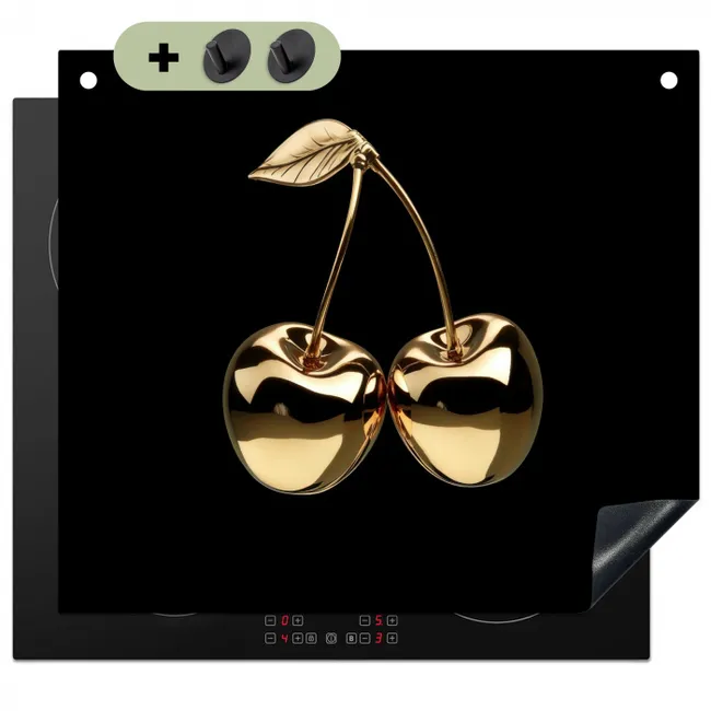 Inductie beschermer en spatscherm (2in1) - Kersen - Zwart - Goud - Chrome
