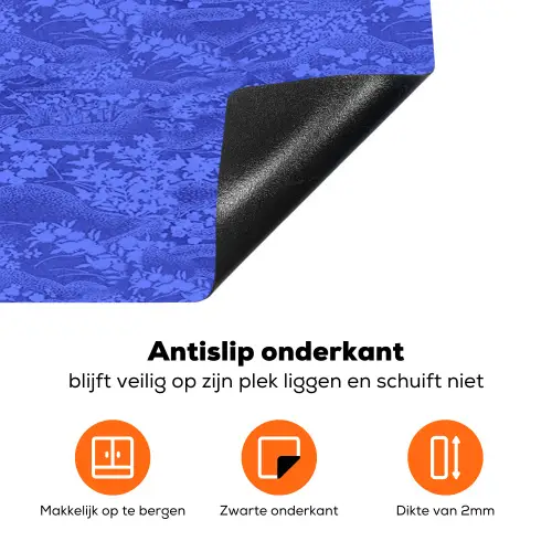 Blauw - Patroon - Heuvels - Bloemen Inductie beschermer vinyl 3mm klein 276 -zzzzzzz-td-onderkant