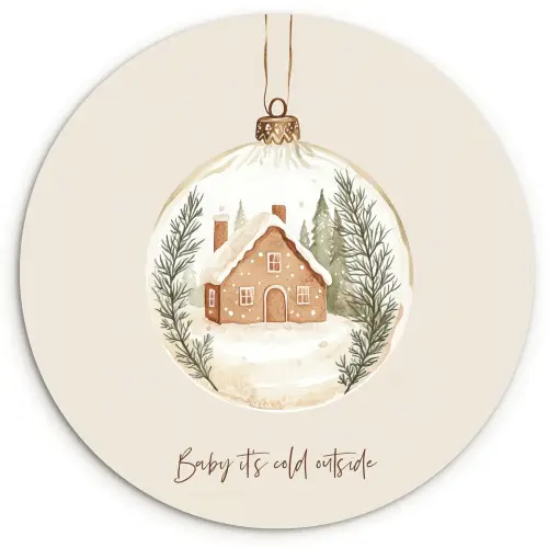 Quote - Winter - Kerst - Beige - Kerstbal Wandcirkel kunststof plaat 5mm dik klein -3d