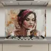 Vrouw - Verflook - Portret - Modern keuken achterwand spatscherm klein -3d_website
