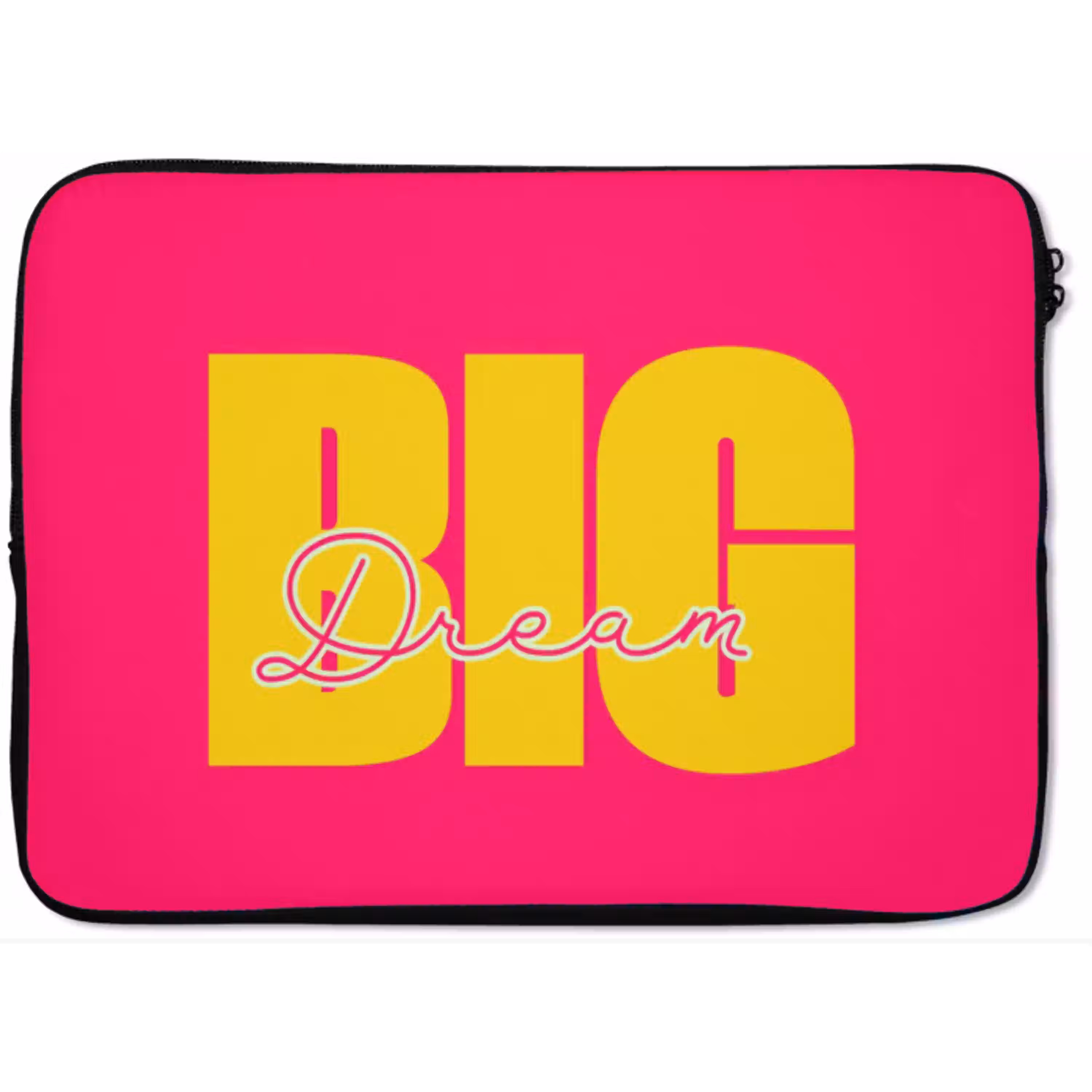 Dream big - Roze - Geel - Minimalistisch laptophoes neopreen klein -zkaufland3dotto