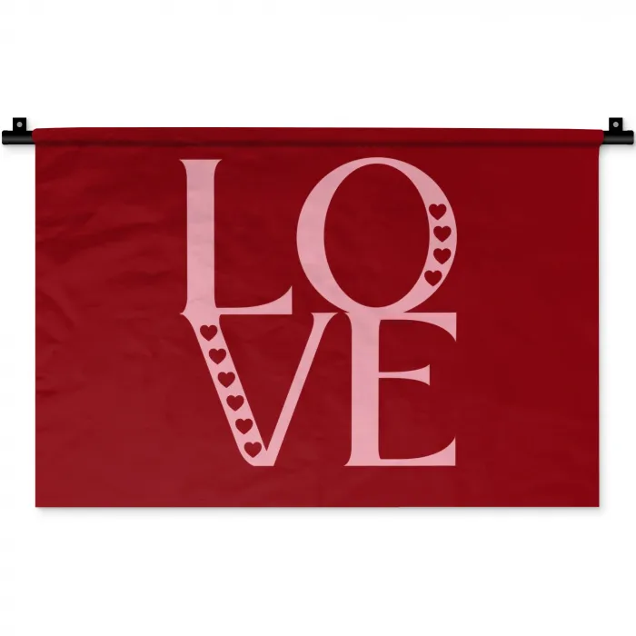 Love - Rood - Hatjes Wandkleed katoen klein -zz3d