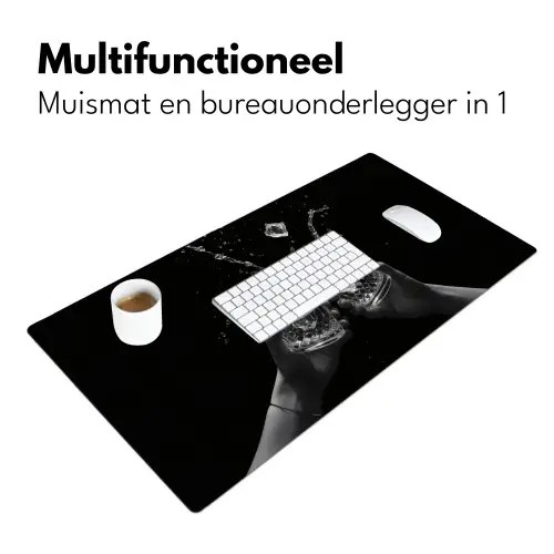 Whickyglazen - Ijs - Spetters - Zwart Muismat XXL klein -sfeer4