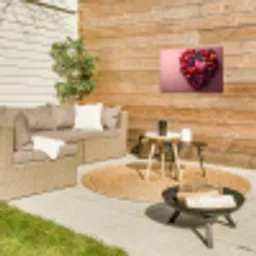 Fruit - Hartjes - Aardbeien - Frambozen - Bosbessen Tuinposter op houten frame 2 cm dik klein -sfeer2