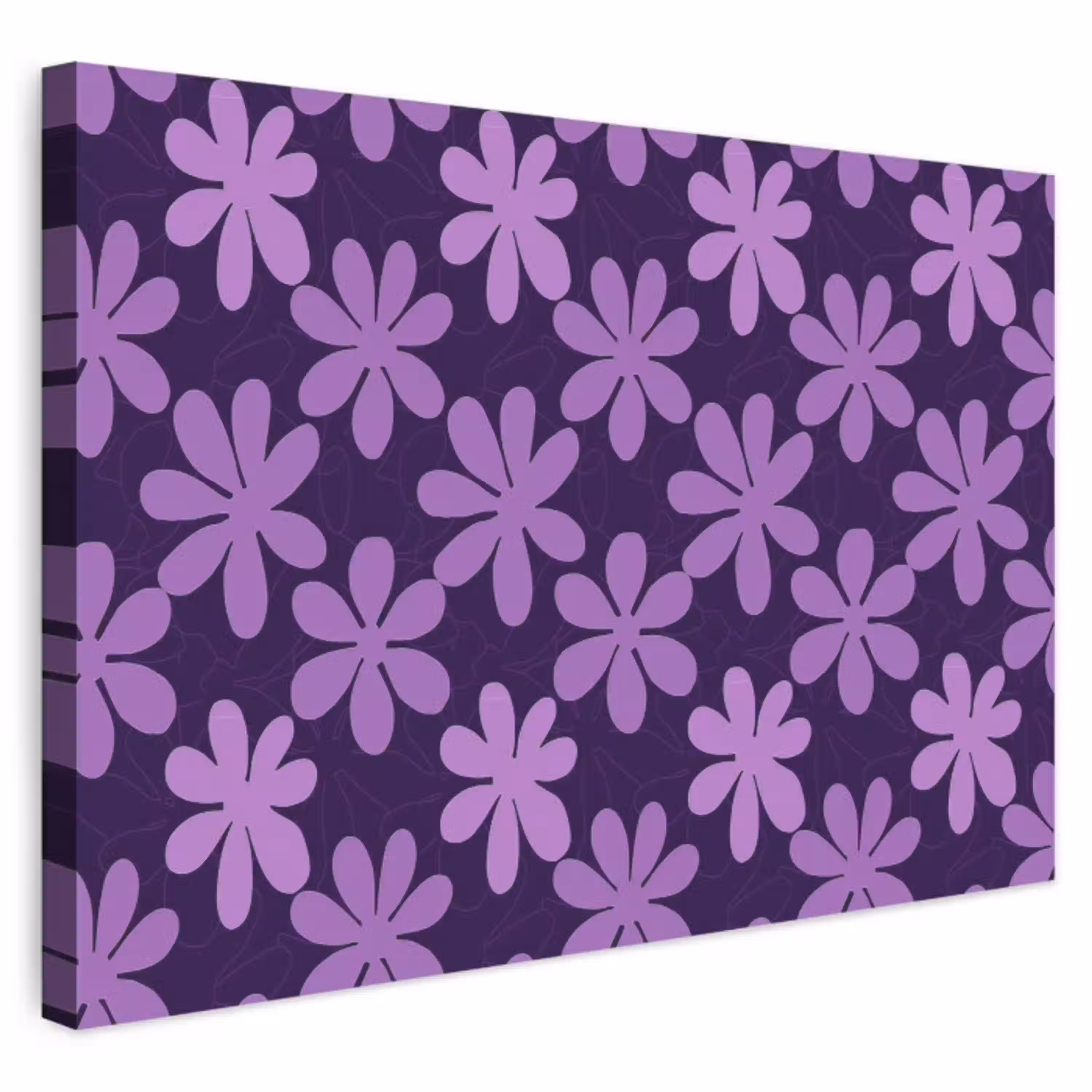 Paars - Botanisch - Bloemen - Retro - Patroon Tuinposter op houten frame 2 cm dik klein 845 -3d