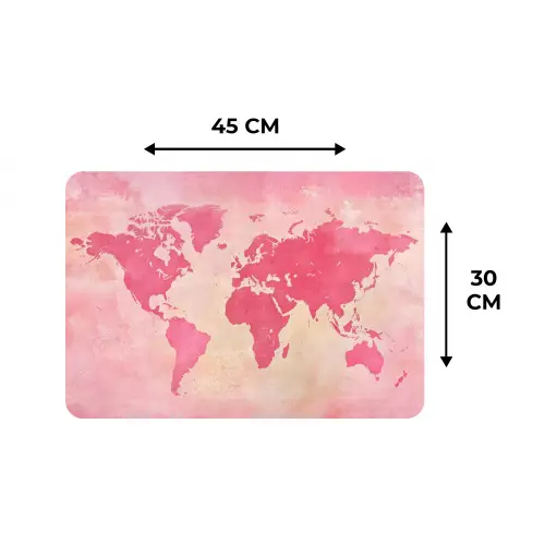 Wereldkaart - Roze - Vaag Placemat vinyl groot -specs