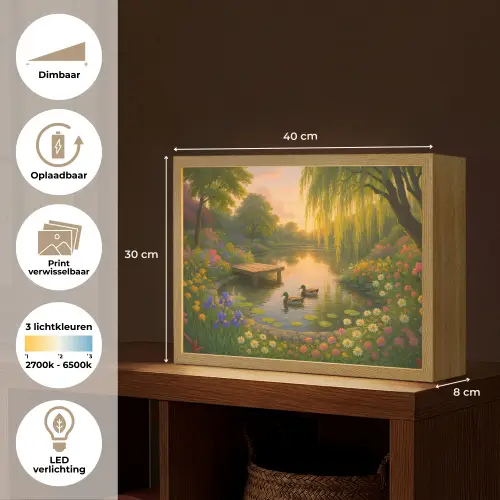 Eenden - Vijver - Bloemen Light Box met batterij (Wandlamp) middel -USP_websiteoverzichtNL