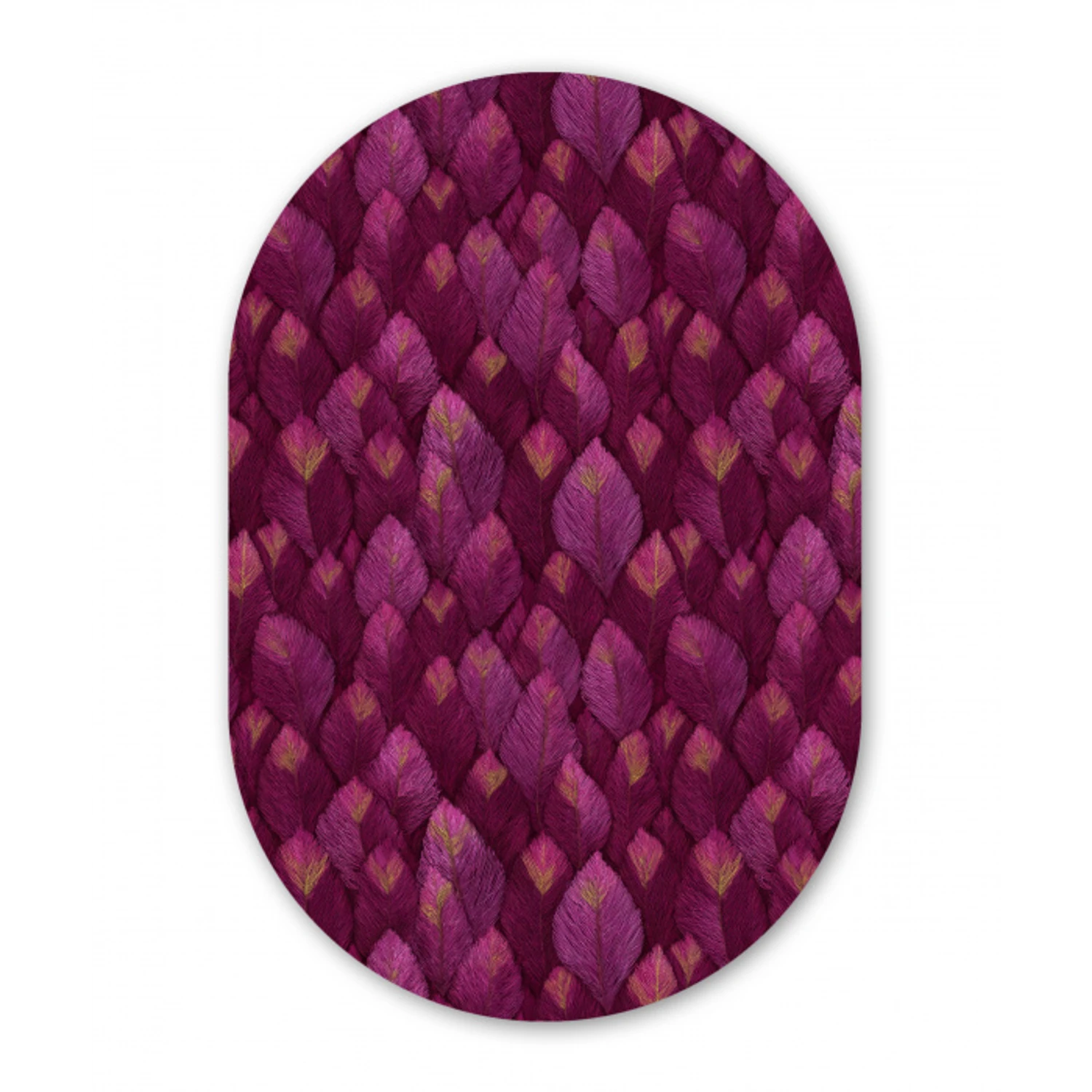 Bladeren - Patroon - Burgundy Wandcirkel Ovaal Forex klein 630 -3d