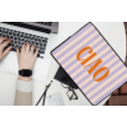 Ciao - Quote - Pastel - Strepen laptophoes neopreen klein -bureau