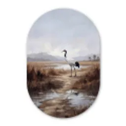 Kraanvogel - Natuur - Realistisch Wandcirkel Ovaal Forex klein -3d