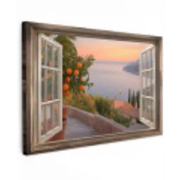 Doorkijk - Uitzicht - Meer - Landschap Tuinposter op houten frame 2 cm dik klein -3d