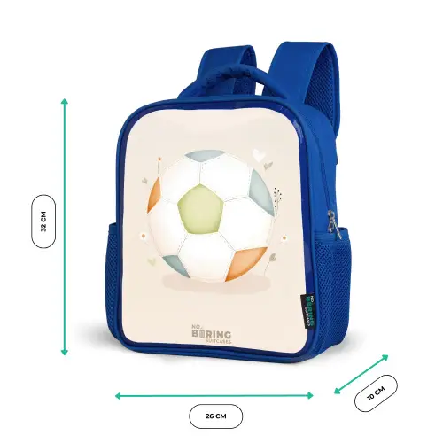 Voetbal in beige pastel kleuren Kinderrugzak - Blauw middel -productfoto_formaten