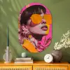 Zonnebril - Oranje - Vrouw - Planten Wandcirkel Ovaal Glas middel -sfeer2