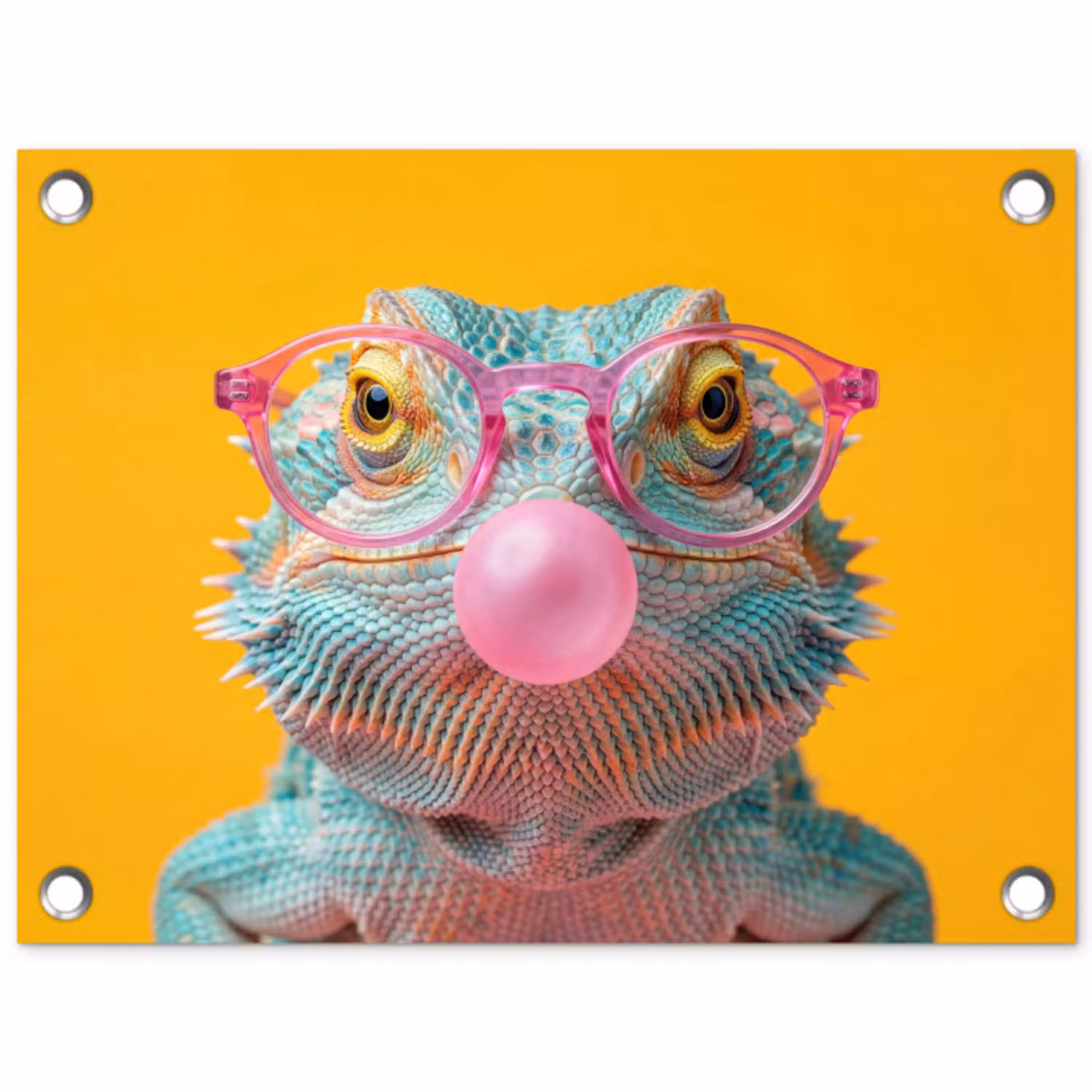Kameleon - Kauwgom - Kleurrijk tuinposter los doek klein -3d