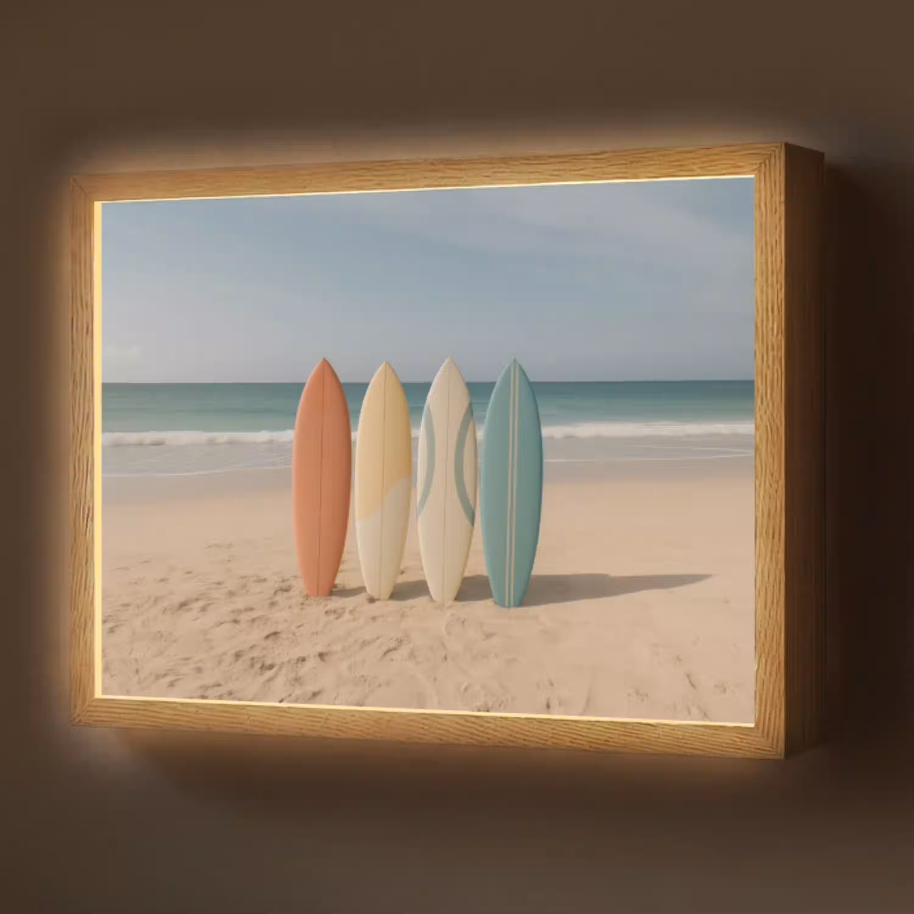 Strand - Surfbord - Pastel Light Box met batterij (Wandlamp) middel -z3d_website