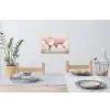 Wereldkaart - Roze - Bloemen Muursticker klein -eettafel