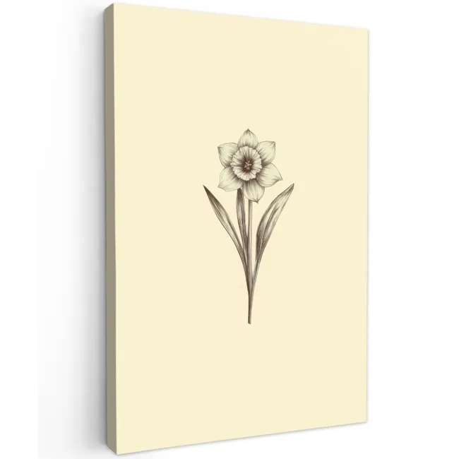 Zwart - Narcis - Illustratie Tuinposter op houten frame 2 cm dik klein -3d