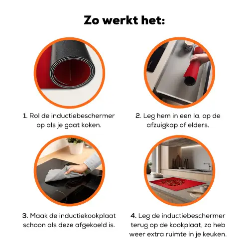 Pepers - Rood - Hart Inductie beschermer vinyl 3mm klein -zzzzzzz-td-werking