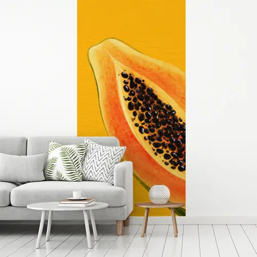 Papaja - Oranje - Topisch fotobehang vinyl groot -woonkamer
