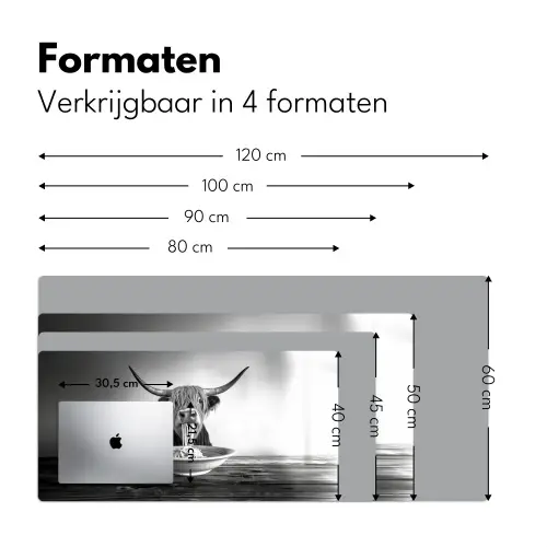 Schotse Hooglander - Spaghetti - Dieren - Zwart wit Muismat XXL klein -sfeer5