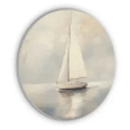 Zeilschip - Zee - Bewolkt Akoestische PET Vilt - Rond klein -3d
