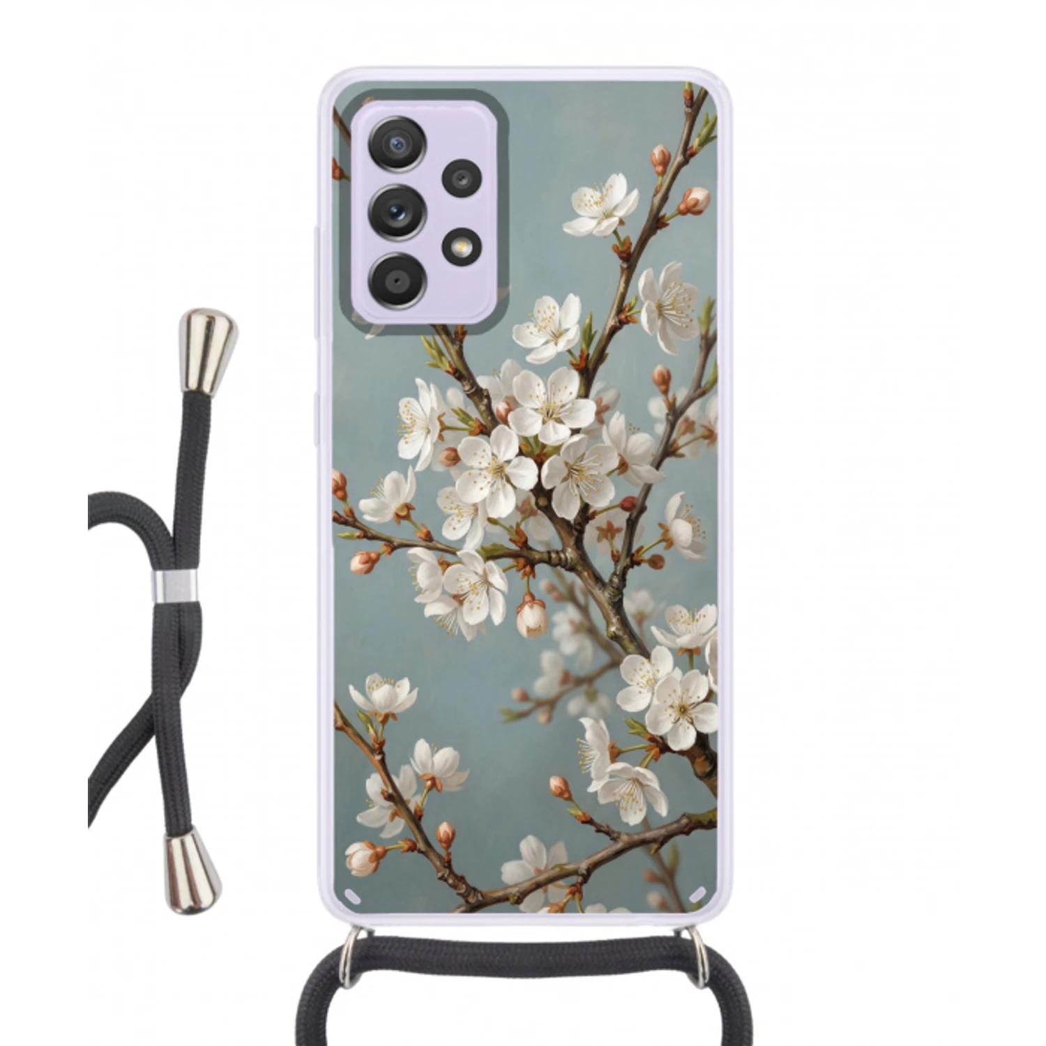 Botanisch - Stilleven - Blauw Hoesje Samsung Galaxy A52 5G met koord klein -3d