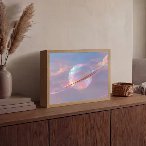 Planeet - Lucht - Wolken - Pasteltinten Light Box met batterij (Wandlamp) middel -sfeer2
