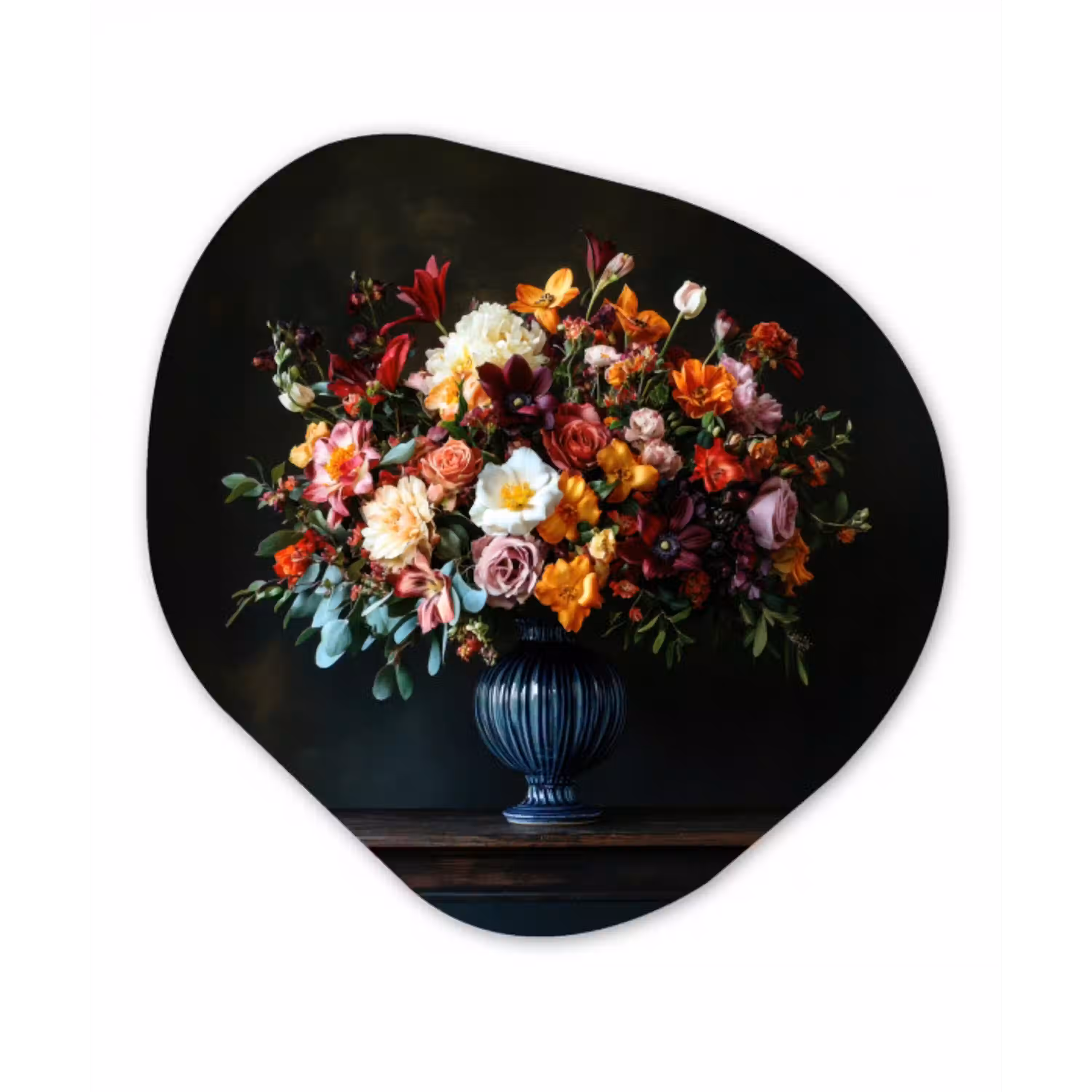 Groot - Bloemen - Vaas - Boeket Wandcirkel Organisch Forex 3mm klein -3d