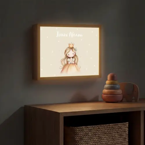 Prinses - Kroon - Bloem - Stippen Light Box met batterij (Wandlamp kind) middel -sfeer5_kind