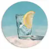 Glas - ijsblokjes - Citroen Wandcirkel kunststof plaat 5mm dik klein -3d