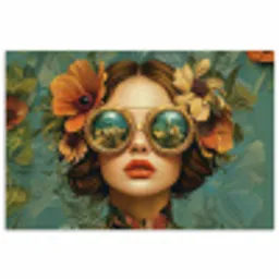 Vrouw - Bloemen - Vlinders - Natuur - Vintage poster papier klein -3d