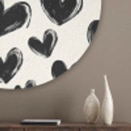 Hartjes - Patroon - Zwart Akoestische PET Vilt - Rond klein 838 -sfeer5_closeup