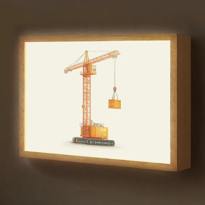 Kraan - Oranje - Scheepscontainer Light Box met batterij (Wandlamp kind) middel -z3d_website