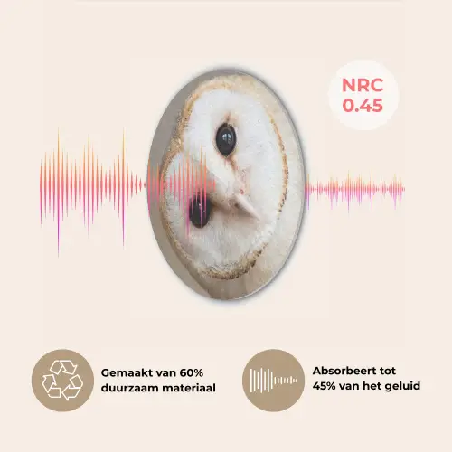 Uil - Bruin - Wit Akoestische PET Vilt - Rond klein -USP_NL