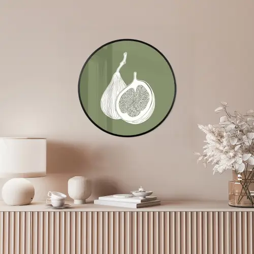 Vijgen - Minimalistisch - Getekend - Mosgroen Fotolijst rond zonder passe partout klein -sfeer3