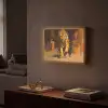 Tijger - Geschilderd - Oranje - Penseelstreken Light Box met batterij (Wandlamp) middel -sfeer1