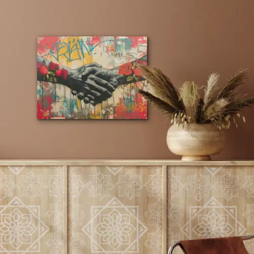 Graffiti - Rozen - Handen - Street art - Banksy PET vilt klein -sfeer4