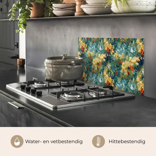 Geel - Bloemen - Groen - Bladeren keuken achterwand spatscherm klein 900 -usp_NL
