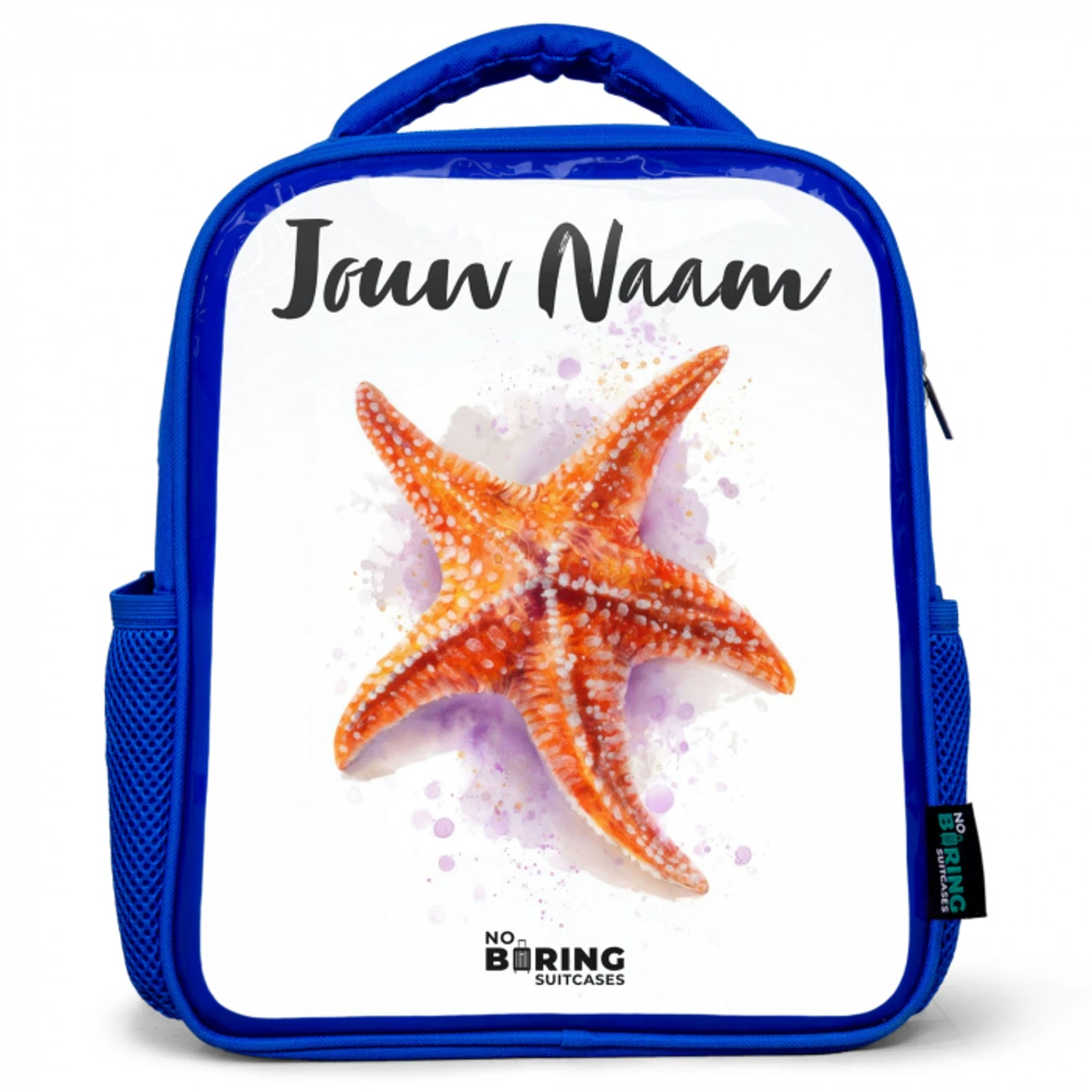 Oranje Zeester Illustratie Kinderrugzak - Blauw middel -3d