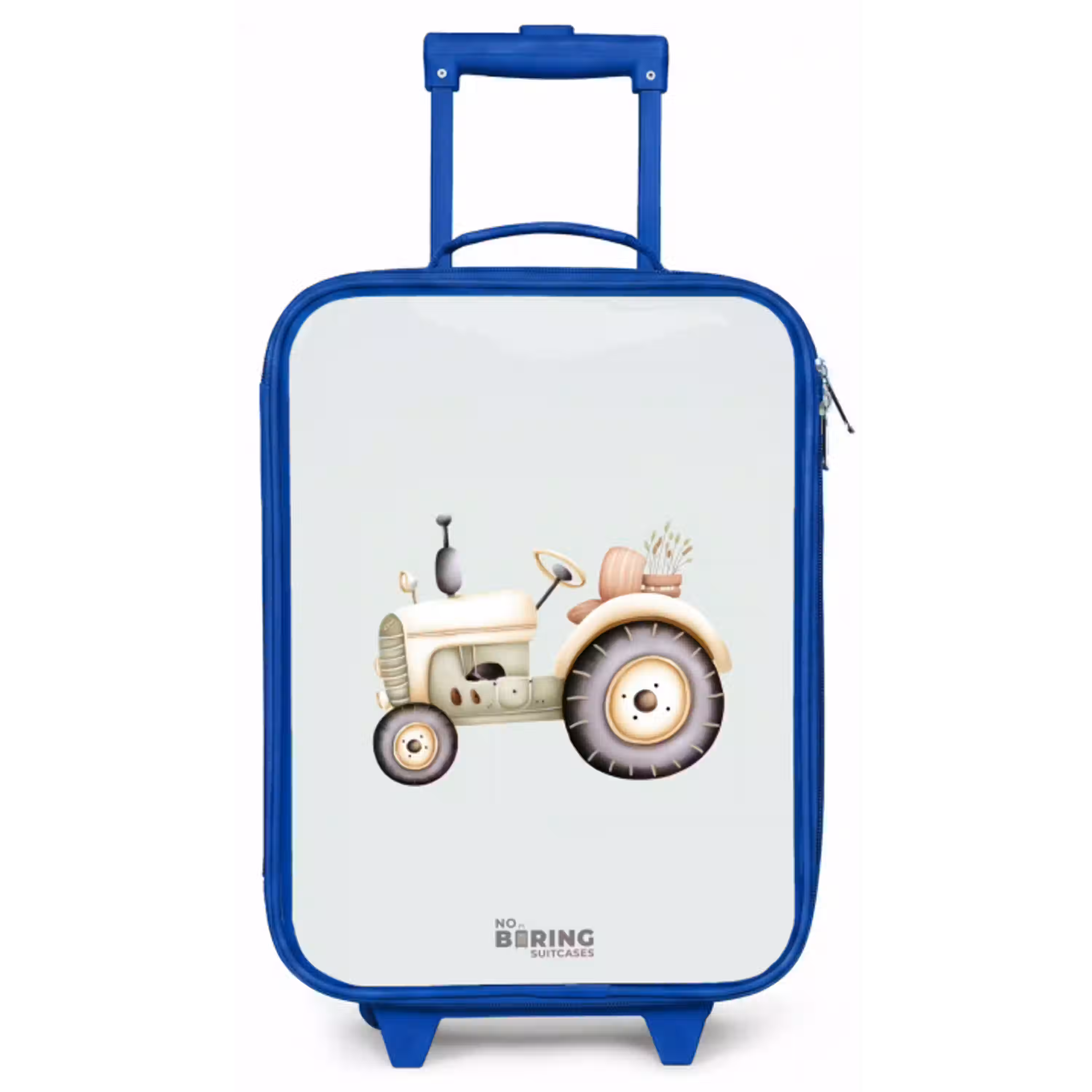 Beige vintage tractor in pastel groene kleuren Kinderkoffer - Blauw klein -zz3dotto